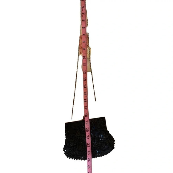 Vintage black beaded formal purse evening bag special occasion Holiday party - Picture 10 of 12